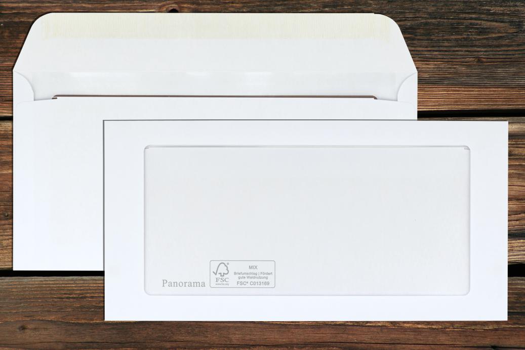 Kuvertierhüllen mit Panoramafenster C6/5 114x229 mm Nassklebend Weiß 100 g/qm